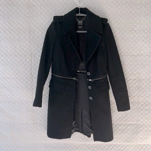 wool trench / half zip coat. A|X Armani Exchange Black. Size S/P